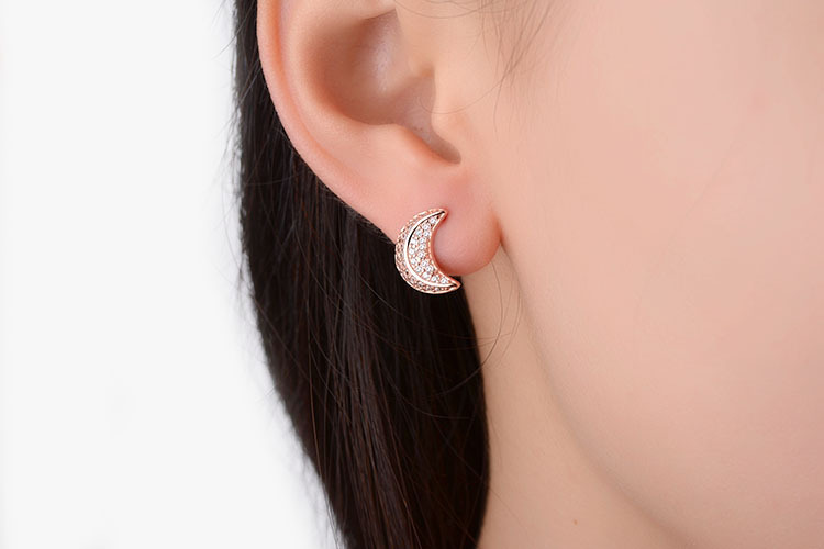1 Pair IG Style Shiny Star Moon Asymmetrical Inlay Copper Zircon Drop Earrings Ear Studs display picture 4