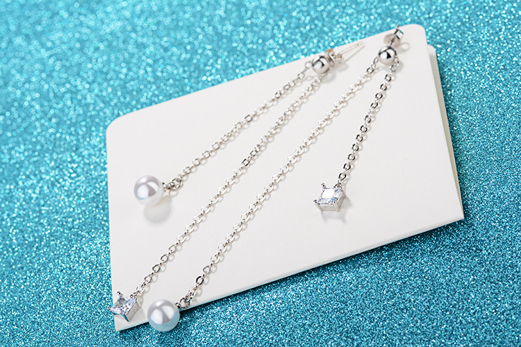 1 Paar IG-Stil Glänzend Geometrisch Kette Inlay Kupfer Künstliche Perlen Zirkon Tropfenohrringe display picture 8