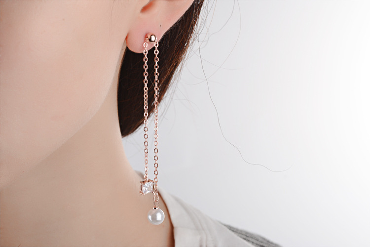 1 Paire Style IG Brillant Géométrique Chaîne Incruster Le Cuivre Perles Artificielles Zircon Boucles D'oreilles display picture 10