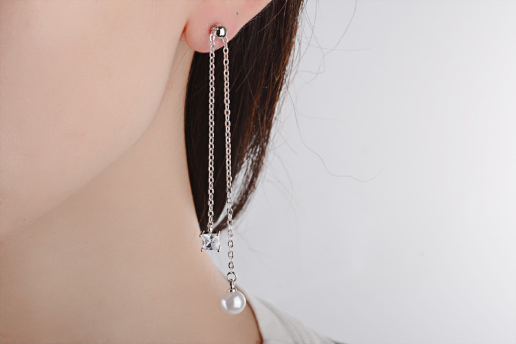 1 Paire Style IG Brillant Géométrique Chaîne Incruster Le Cuivre Perles Artificielles Zircon Boucles D'oreilles display picture 11