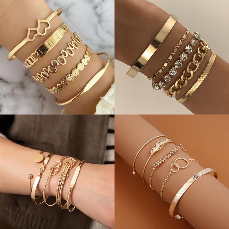 Punk Streetwear Letter Star Heart Shape Alloy Iron Plating Hollow Out Inlay Rhinestones Zircon Women's Bracelets Bangle display picture 4