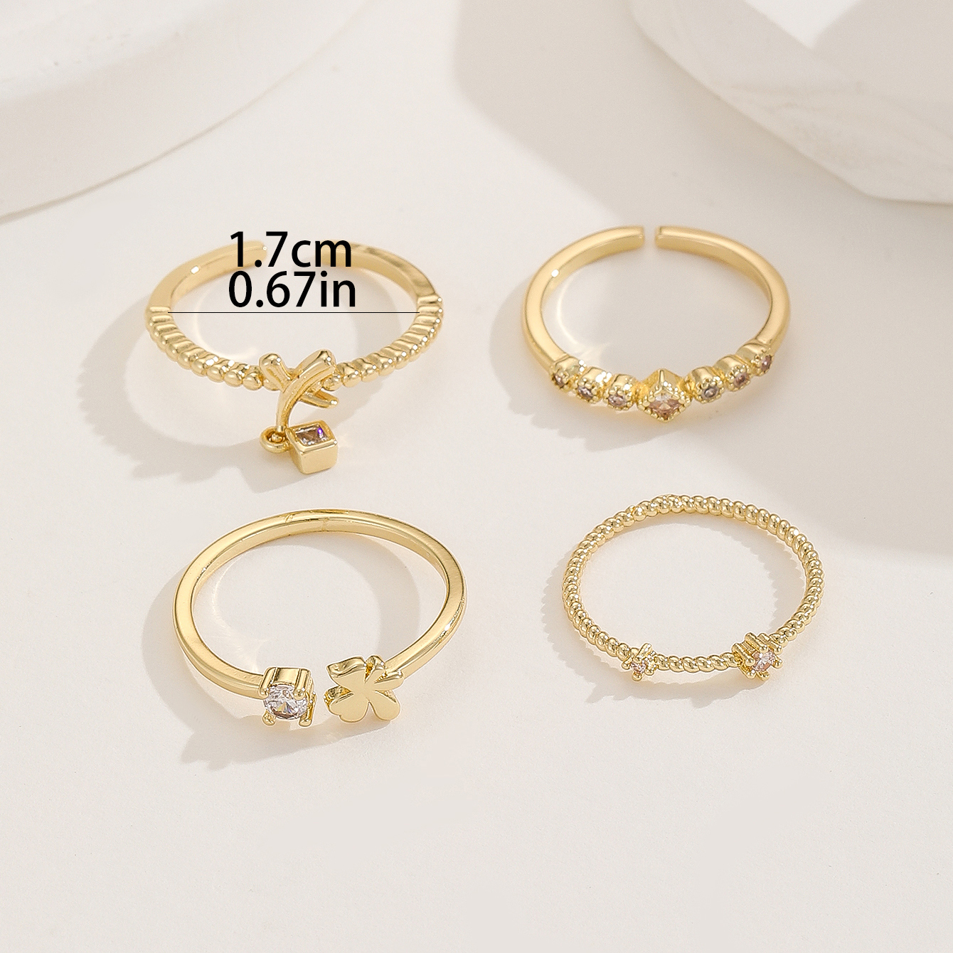 Simple Style Solid Color Rhombus Copper Gold Plated Zircon Rings In Bulk display picture 4
