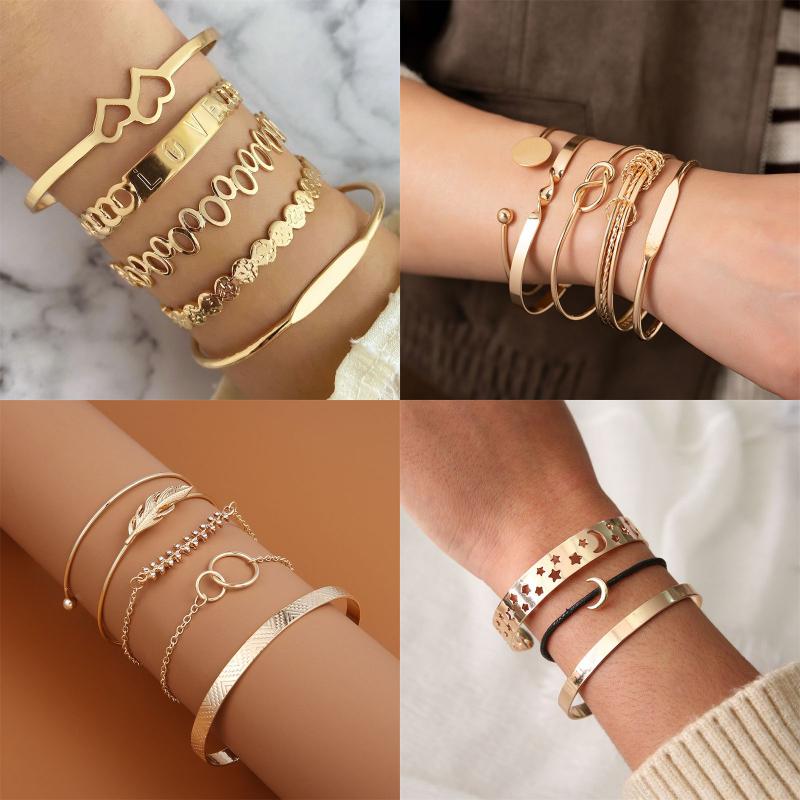 Punk Streetwear Letter Star Heart Shape Alloy Iron Plating Hollow Out Inlay Rhinestones Zircon Women's Bracelets Bangle display picture 1