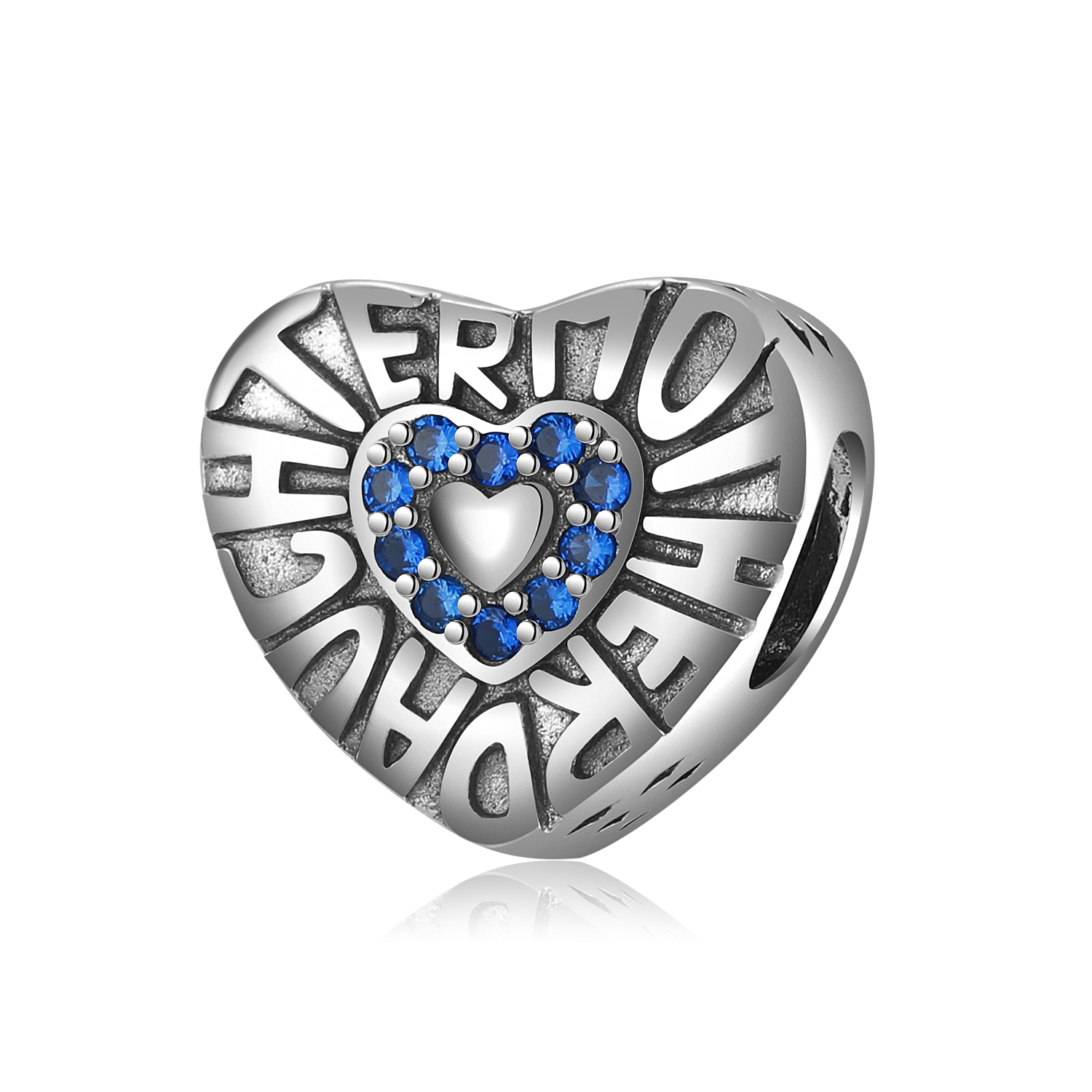 ماما أسلوب بسيط رسالة شكل القلب تاج الفضة الاسترليني ترصيع الزركون اكسسوارات المجوهرات display picture 5