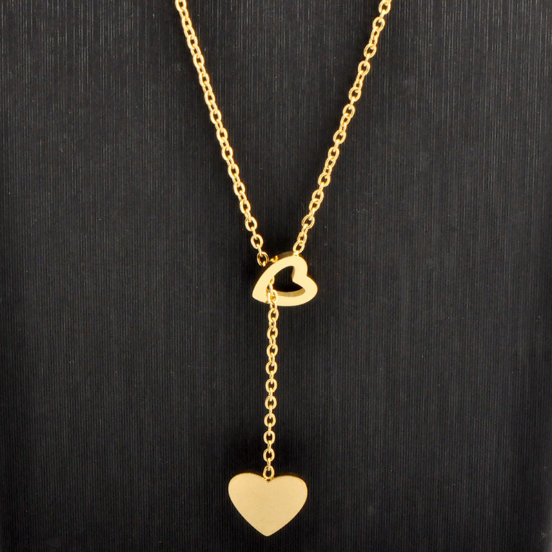 Titanium Steel 18K Gold Plated Vintage Style Plating Heart Shape Pendant Necklace display picture 1