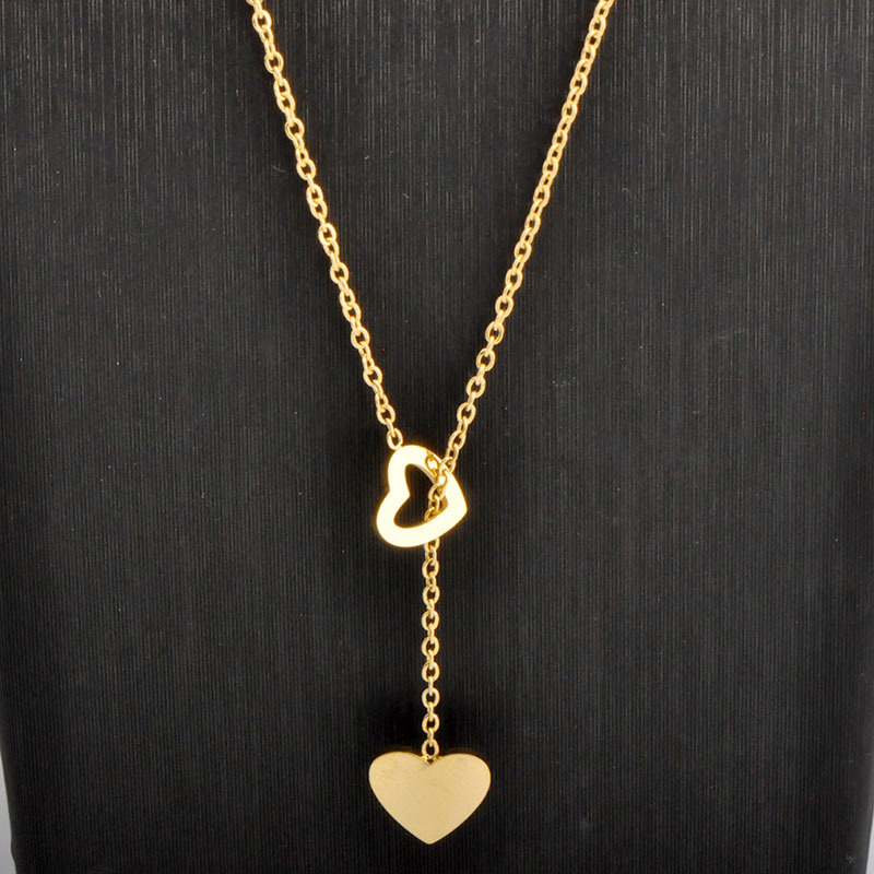 Titanium Steel 18K Gold Plated Vintage Style Plating Heart Shape Pendant Necklace display picture 2