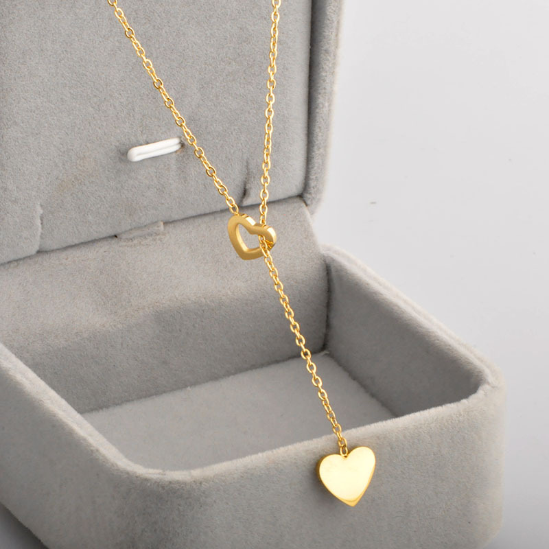Titanium Steel 18K Gold Plated Vintage Style Plating Heart Shape Pendant Necklace display picture 4