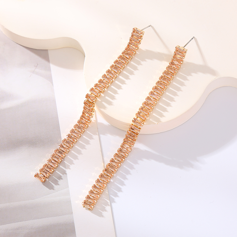 1 Pair Elegant Classic Style Color Block Plating Inlay Alloy Glass Gold Plated Drop Earrings display picture 5