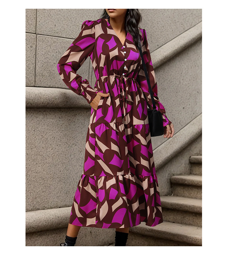 Women's Regular Dress Elegant V Neck Printing Long Sleeve Printing Midi Dress Daily Street display picture 10