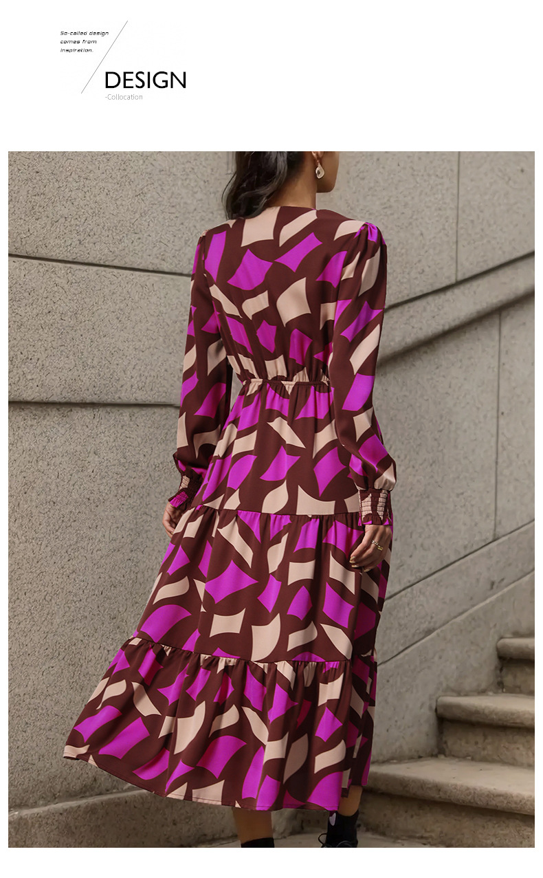 Women's Regular Dress Elegant V Neck Printing Long Sleeve Printing Midi Dress Daily Street display picture 11
