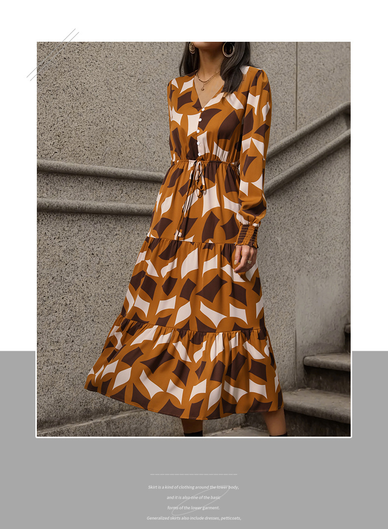 Women's Regular Dress Elegant V Neck Printing Long Sleeve Printing Midi Dress Daily Street display picture 13