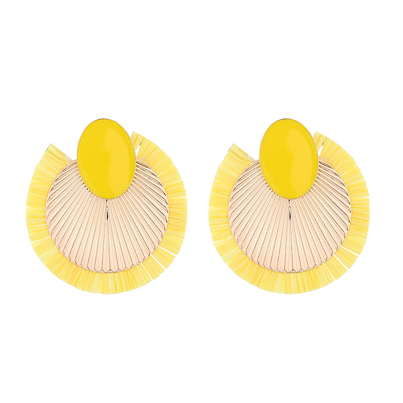 1 Pair Vacation Simple Style Solid Color Braid Inlay Alloy Gold Plated Ear Studs display picture 6