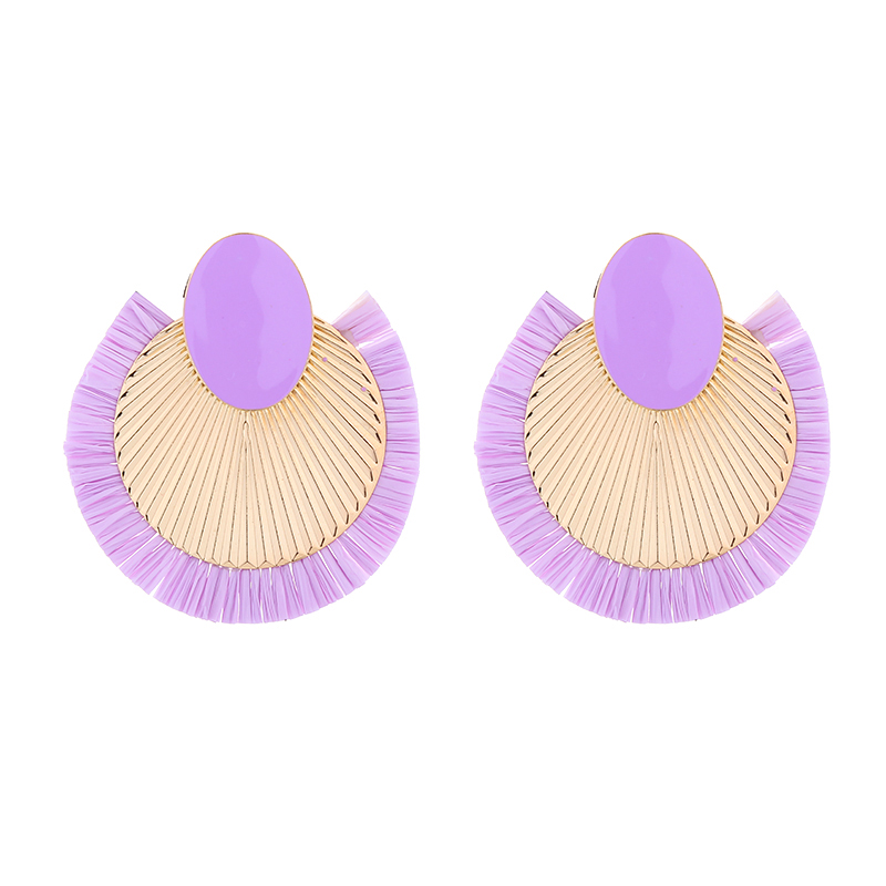 1 Pair Vacation Simple Style Solid Color Braid Inlay Alloy Gold Plated Ear Studs display picture 9
