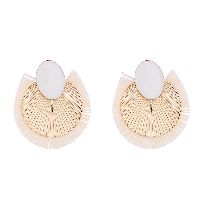 1 Pair Vacation Simple Style Solid Color Braid Inlay Alloy Gold Plated Ear Studs display picture 10