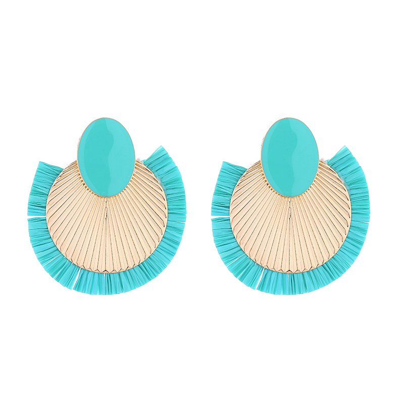 1 Pair Vacation Simple Style Solid Color Braid Inlay Alloy Gold Plated Ear Studs display picture 8