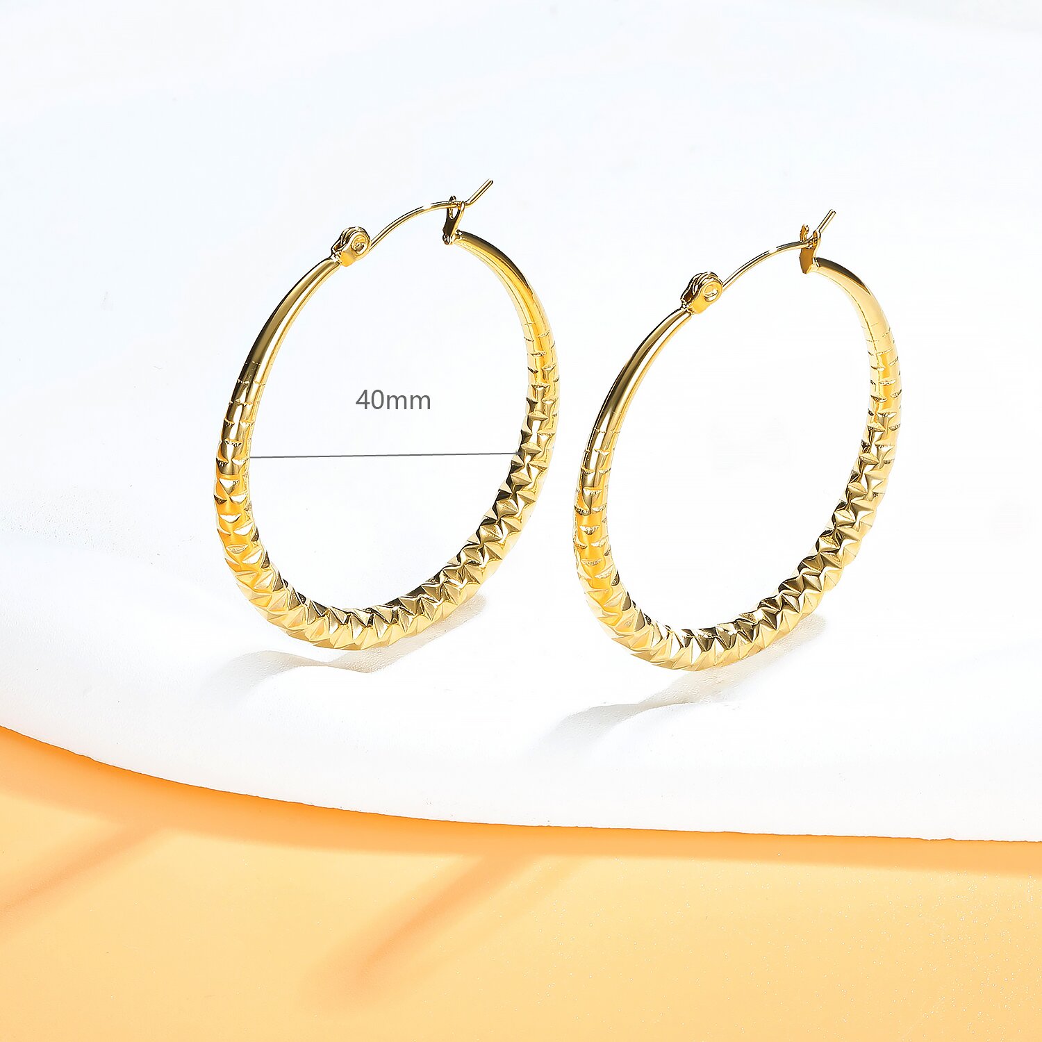 1 Pair Simple Style Waves Plating 304 Stainless Steel 18K Gold Plated Hoop Earrings display picture 7