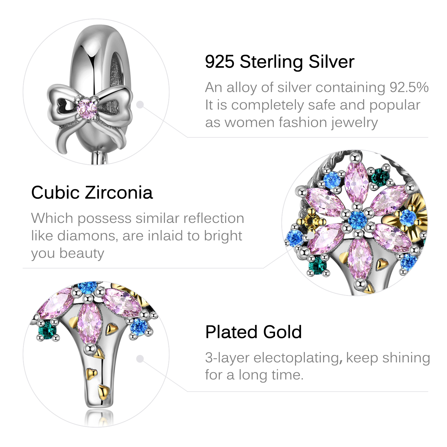 Ig Style Simple Style Heart Shape Footprint Flower Sterling Silver Inlay Zircon Jewelry Accessories display picture 32