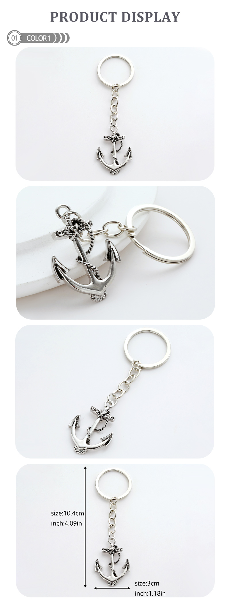 Retro Simple Style Anchor Skull Alloy Plating Bag Pendant Keychain display picture 1
