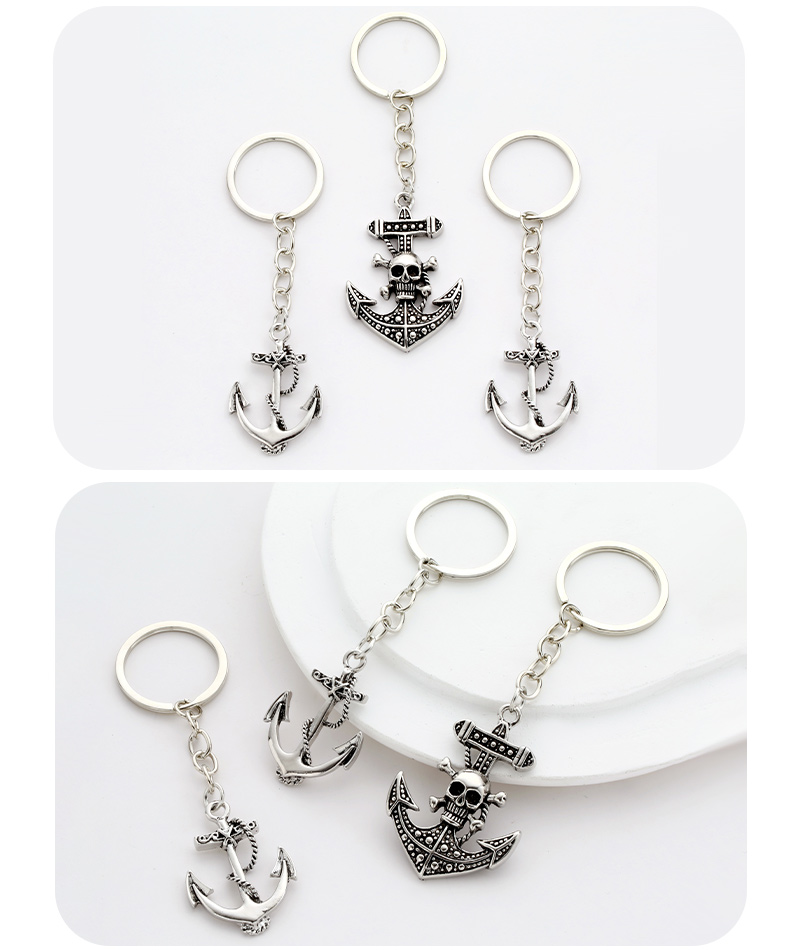 Retro Simple Style Anchor Skull Alloy Plating Bag Pendant Keychain display picture 3