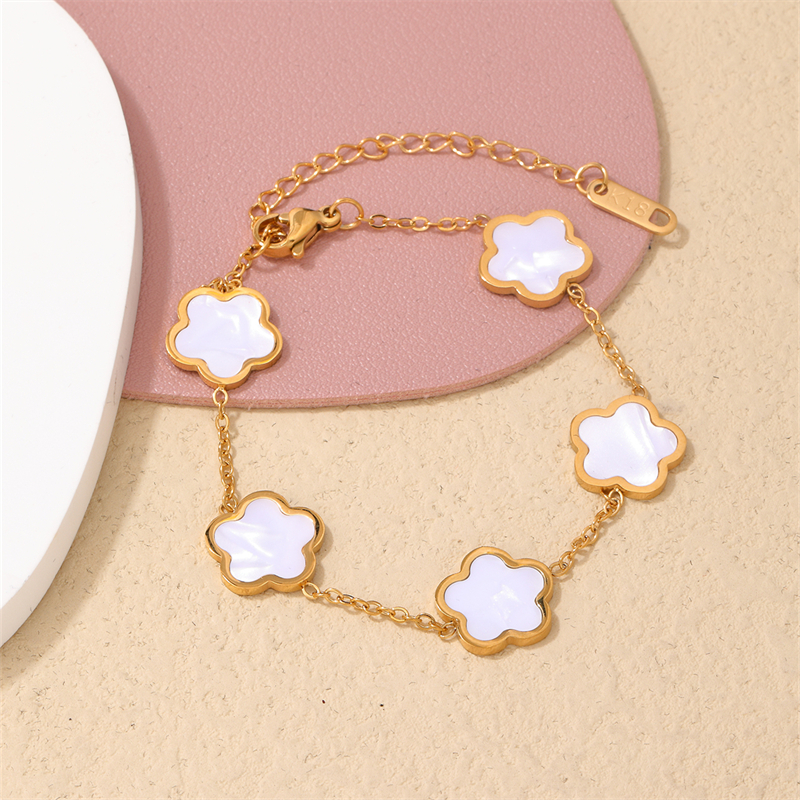 IG Style Simple Style Flower 304 Stainless Steel Titanium Steel Gold Plated Shell Bracelets In Bulk display picture 13