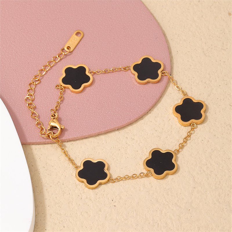 IG Style Simple Style Flower 304 Stainless Steel Titanium Steel Gold Plated Shell Bracelets In Bulk display picture 10