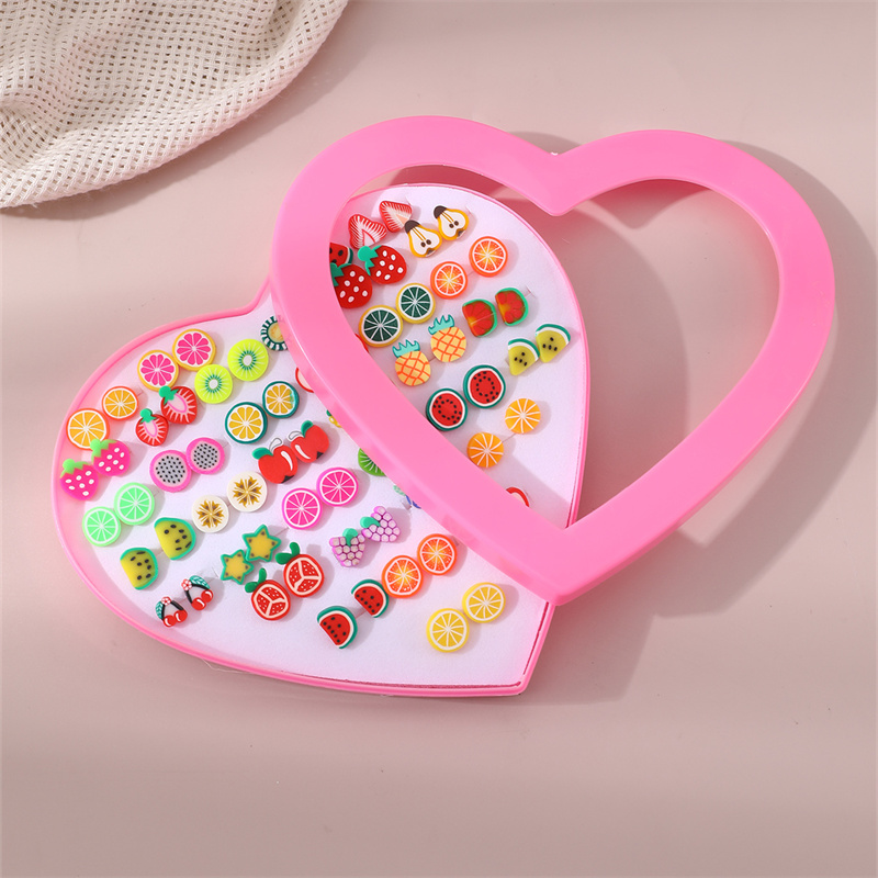 1 Set Cute Fruit Heart Shape Resin Ear Studs display picture 3