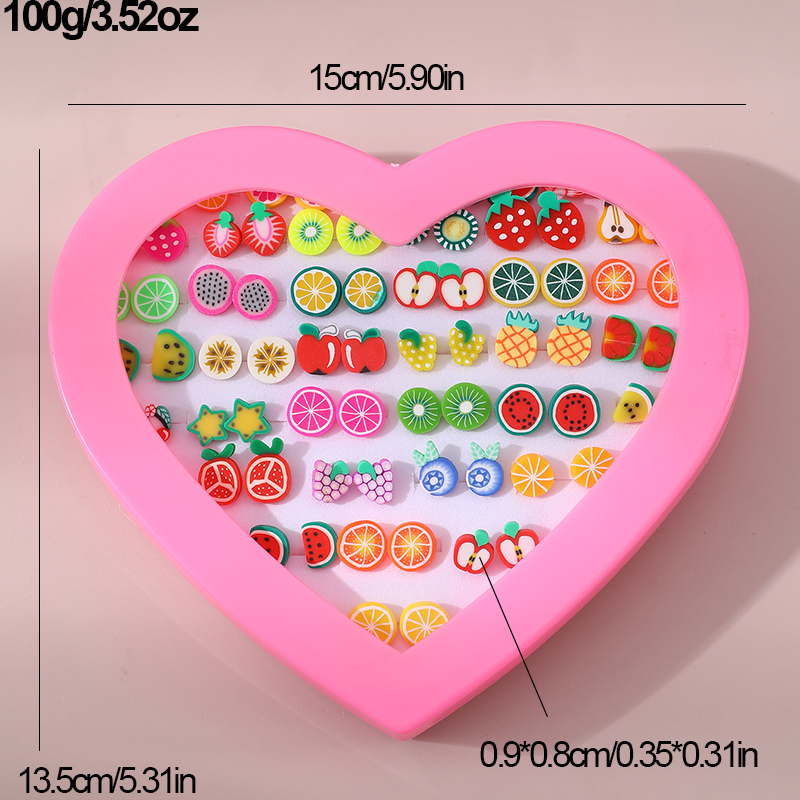 1 Set Cute Fruit Heart Shape Resin Ear Studs display picture 6