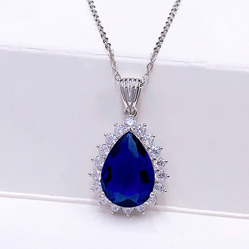 Elegant Glam Sweet Water Droplets Sterling Silver Plating Inlay Zircon White Gold Plated Pendant Necklace display picture 1