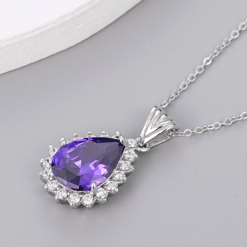 Elegant Glam Sweet Water Droplets Sterling Silver Plating Inlay Zircon White Gold Plated Pendant Necklace display picture 4