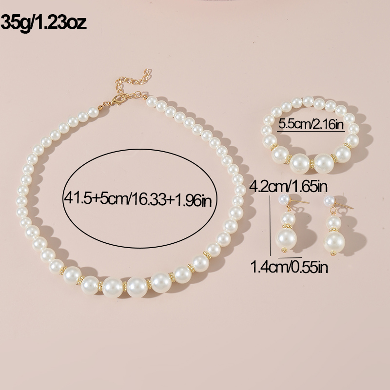 Princess Sweet Round Beaded Artificial Pearl Beaded Inlay Rhinestones Girl's Jewelry Set display picture 6