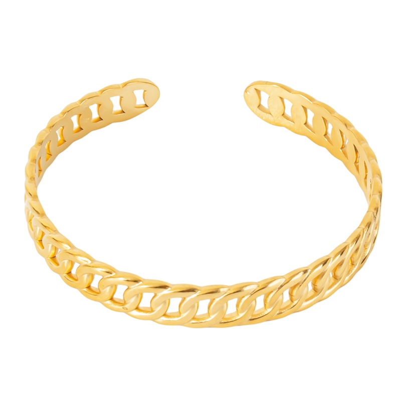 Simple Style Solid Color Stainless Steel Plating Hollow Out 18k Gold Plated Bangle display picture 2