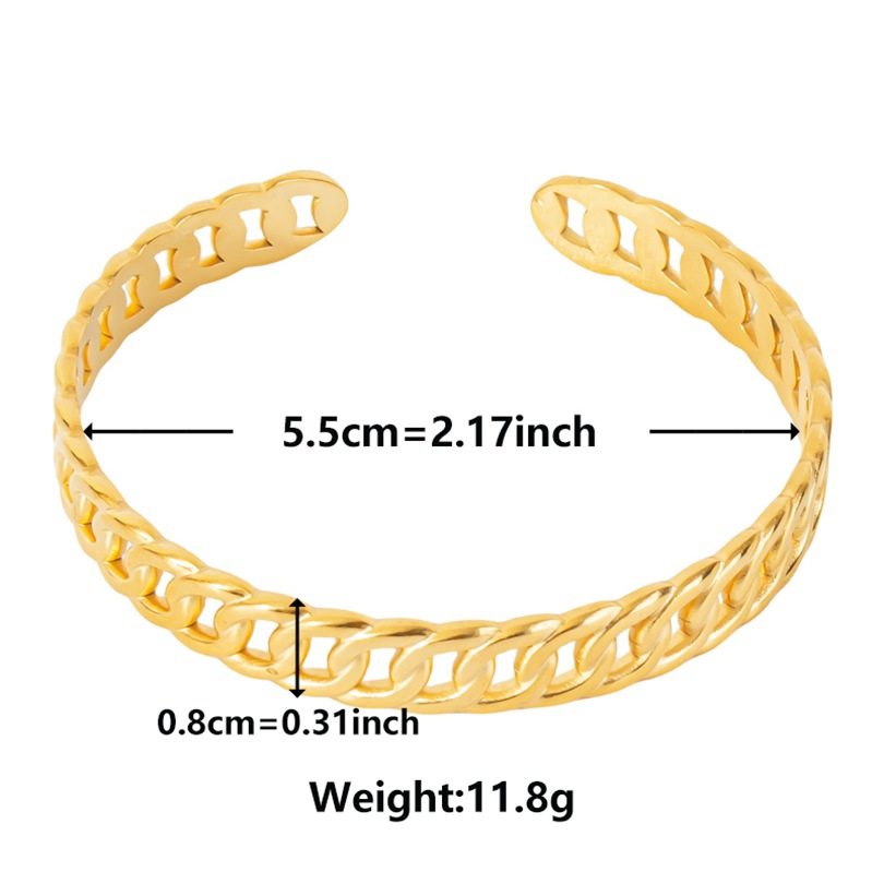 Simple Style Solid Color Stainless Steel Plating Hollow Out 18k Gold Plated Bangle display picture 3