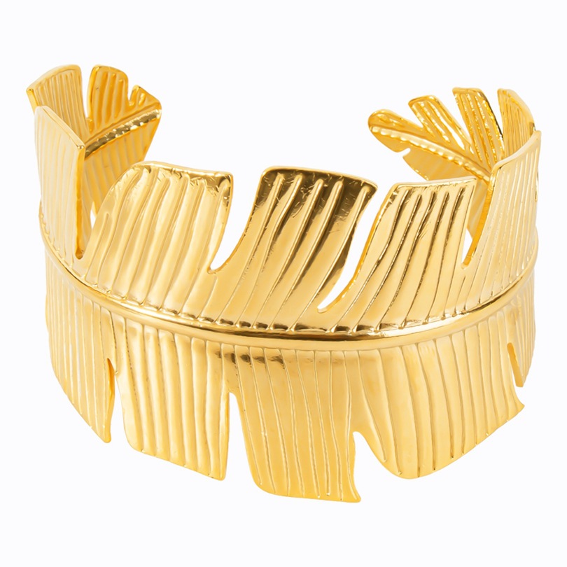 Simple Style Leaves Stainless Steel Plating 18k Gold Plated Bangle display picture 2