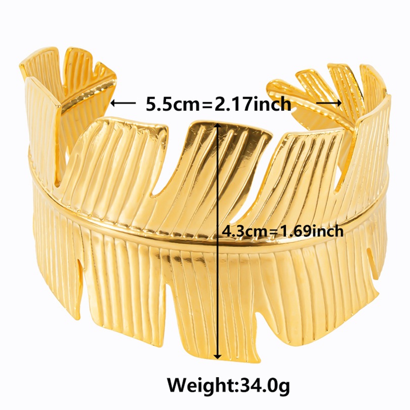 Simple Style Leaves Stainless Steel Plating 18k Gold Plated Bangle display picture 3