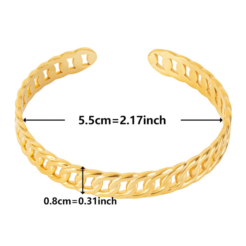 Simple Style Solid Color Stainless Steel Plating Hollow Out 18k Gold Plated Bangle display picture 4