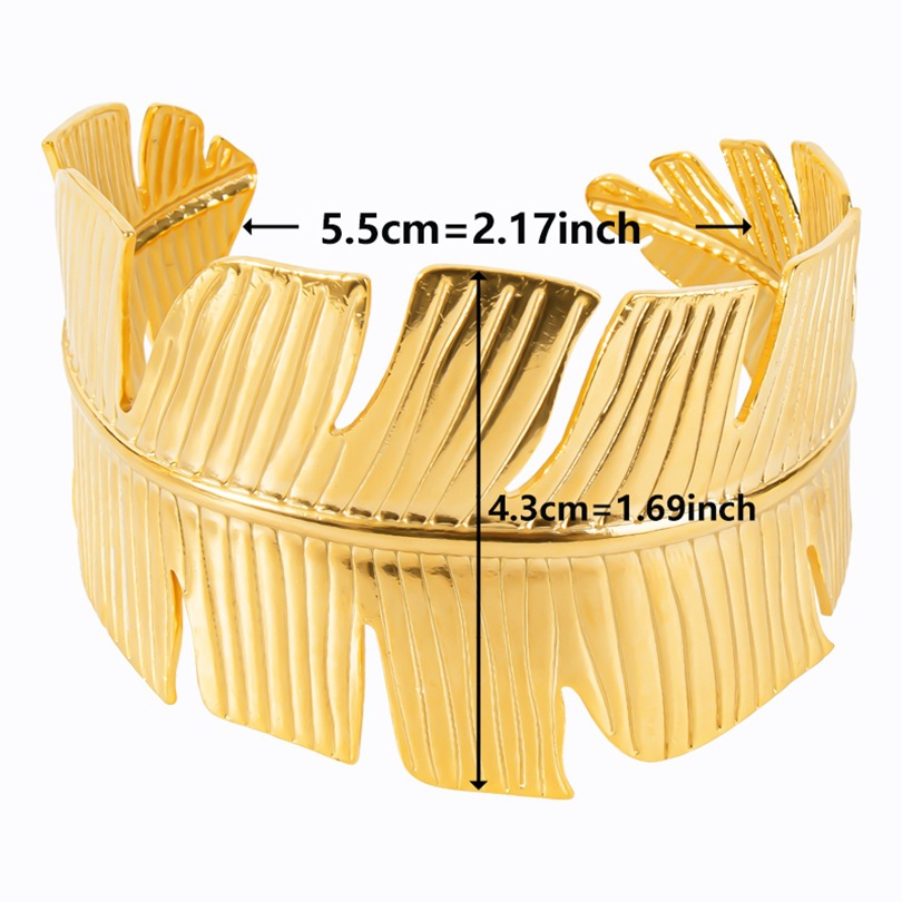 Simple Style Leaves Stainless Steel Plating 18k Gold Plated Bangle display picture 4