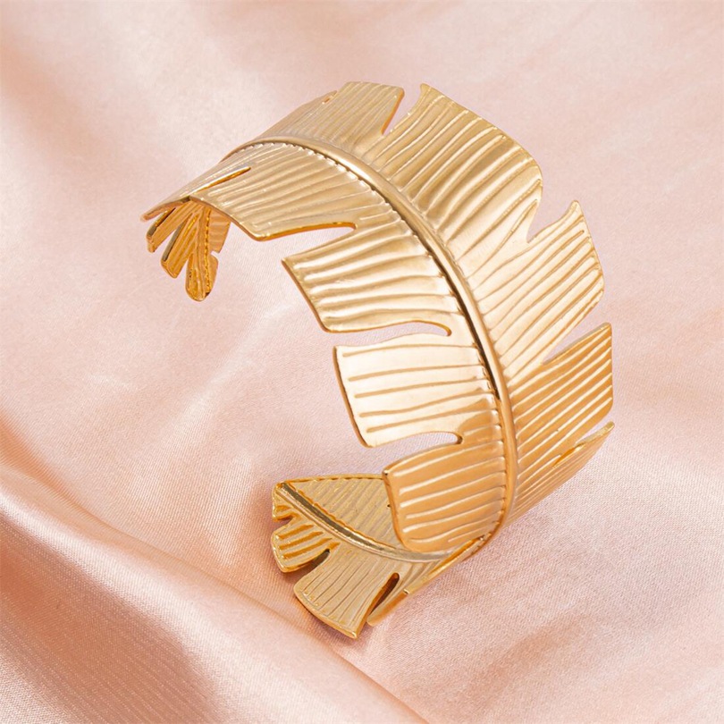 Simple Style Leaves Stainless Steel Plating 18k Gold Plated Bangle display picture 6