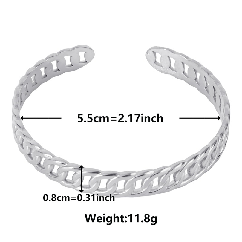 Simple Style Solid Color Stainless Steel Plating Hollow Out 18k Gold Plated Bangle display picture 8