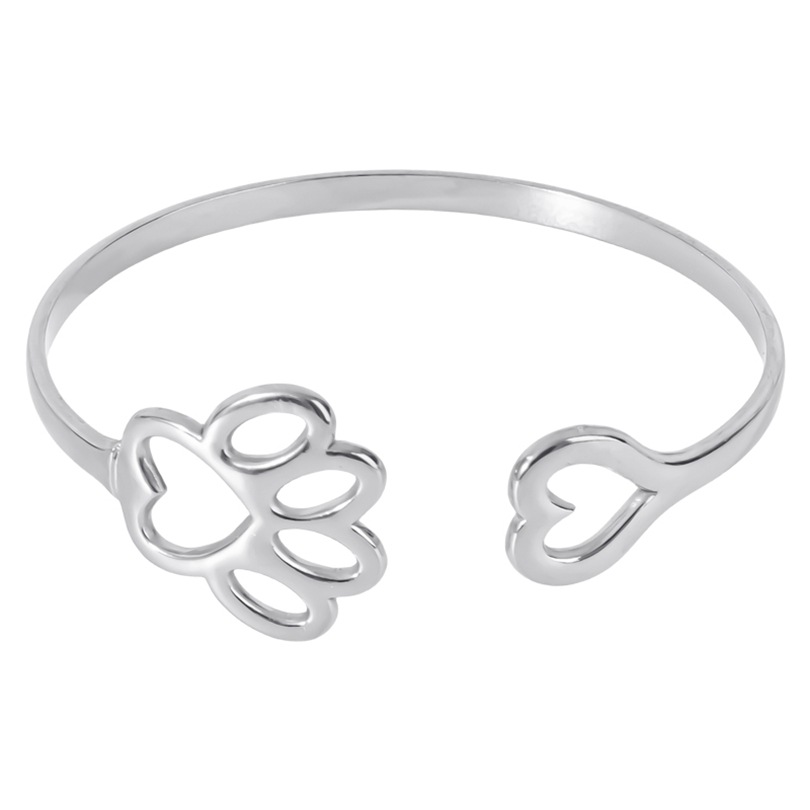Simple Style Paw Print Heart Shape Stainless Steel Plating Hollow Out 18k Gold Plated Bangle display picture 7