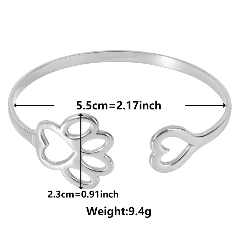 Simple Style Paw Print Heart Shape Stainless Steel Plating Hollow Out 18k Gold Plated Bangle display picture 8