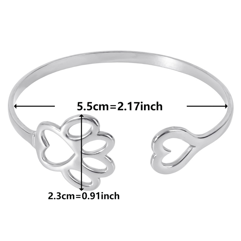 Simple Style Paw Print Heart Shape Stainless Steel Plating Hollow Out 18k Gold Plated Bangle display picture 9