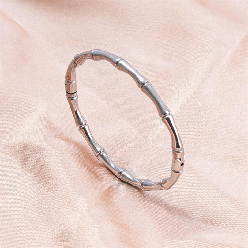 Simple Style Solid Color Stainless Steel Plating Bangle display picture 11