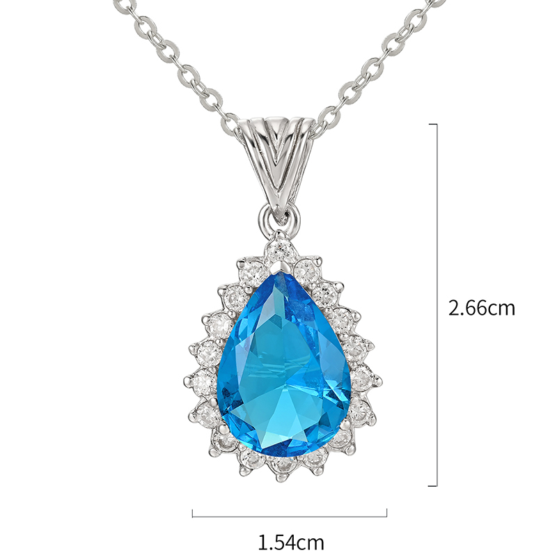 Elegant Glam Sweet Water Droplets Sterling Silver Plating Inlay Zircon White Gold Plated Pendant Necklace display picture 6
