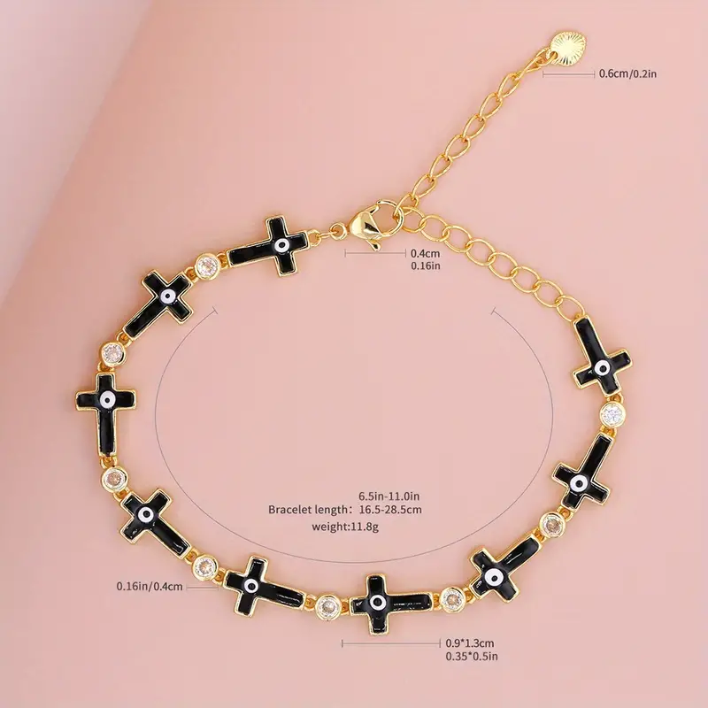 Simple Style Cross Copper 18k Gold Plated Zircon Bracelets In Bulk display picture 1