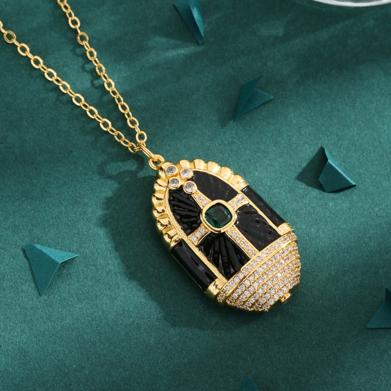Elegant Geometric Copper 18k Gold Plated Zircon Pendant Necklace In Bulk display picture 1
