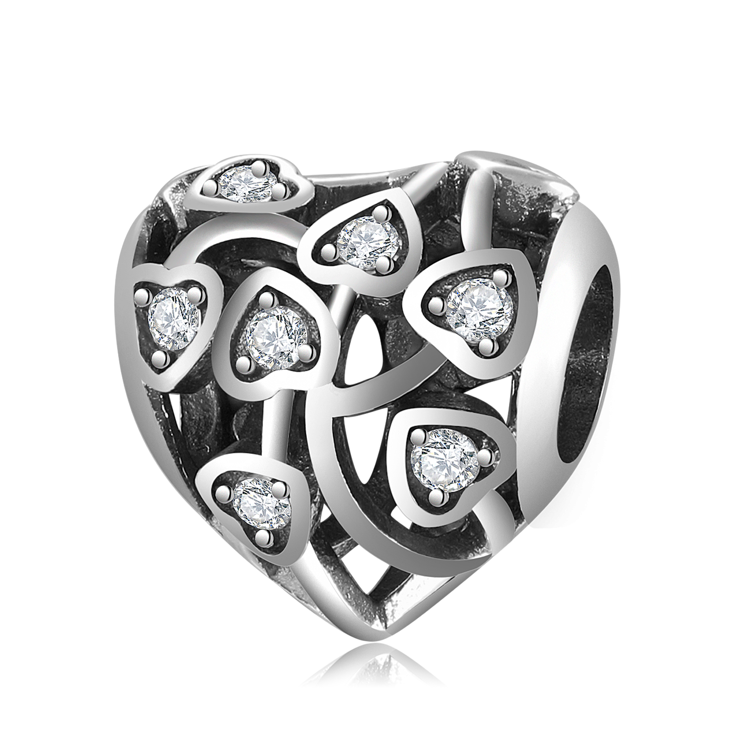 Romantic Heart Shape Sterling Silver Inlay Zircon Jewelry Accessories display picture 10