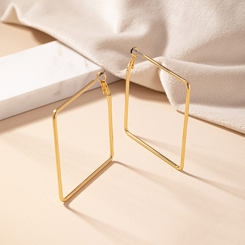 1 Pair Exaggerated Simple Style Quadrilateral Plating Alloy Gold Plated Hoop Earrings display picture 2