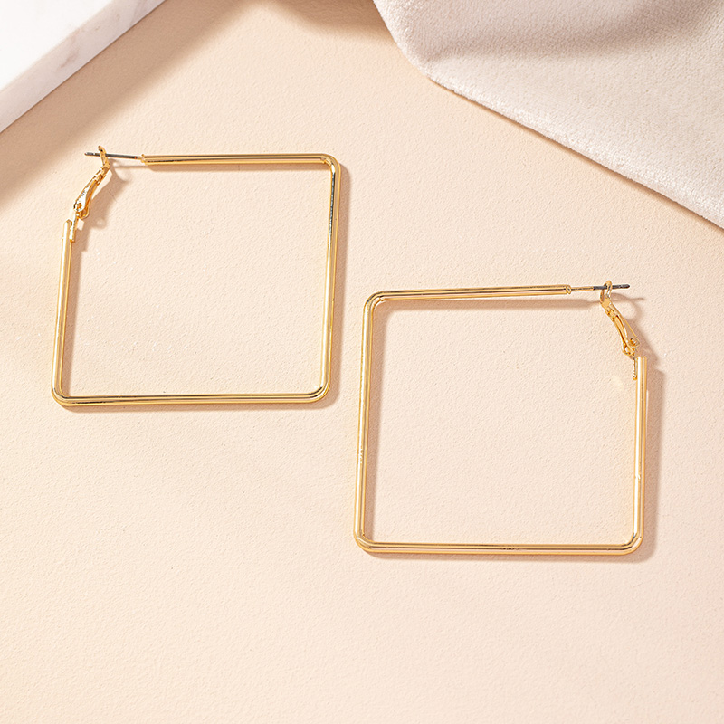1 Pair Exaggerated Simple Style Quadrilateral Plating Alloy Gold Plated Hoop Earrings display picture 4