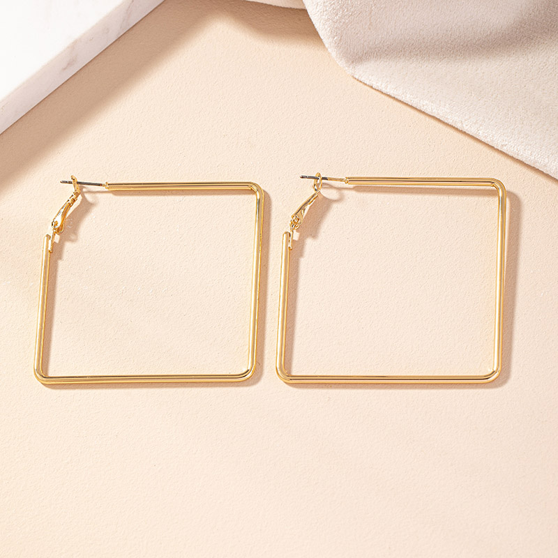 1 Paar Übertrieben Einfacher Stil Viereck Überzug Legierung Vergoldet Reif Ohrringe display picture 5