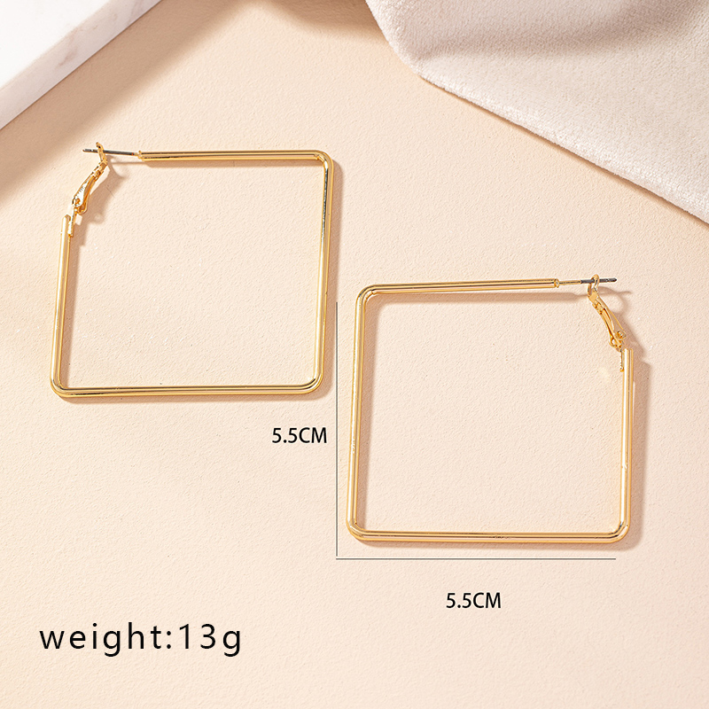 1 Pair Exaggerated Simple Style Quadrilateral Plating Alloy Gold Plated Hoop Earrings display picture 6